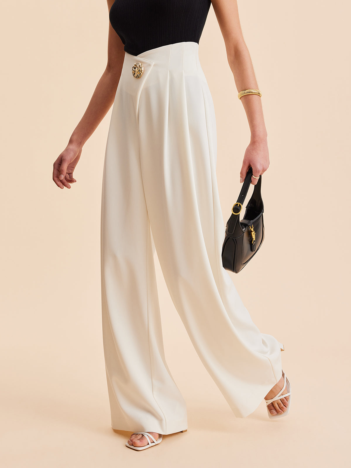 Pantaloni Donna Eleganti a Vita Alta | Gamba Larga Moda 2025 Autunno Inverno TIAMUSE