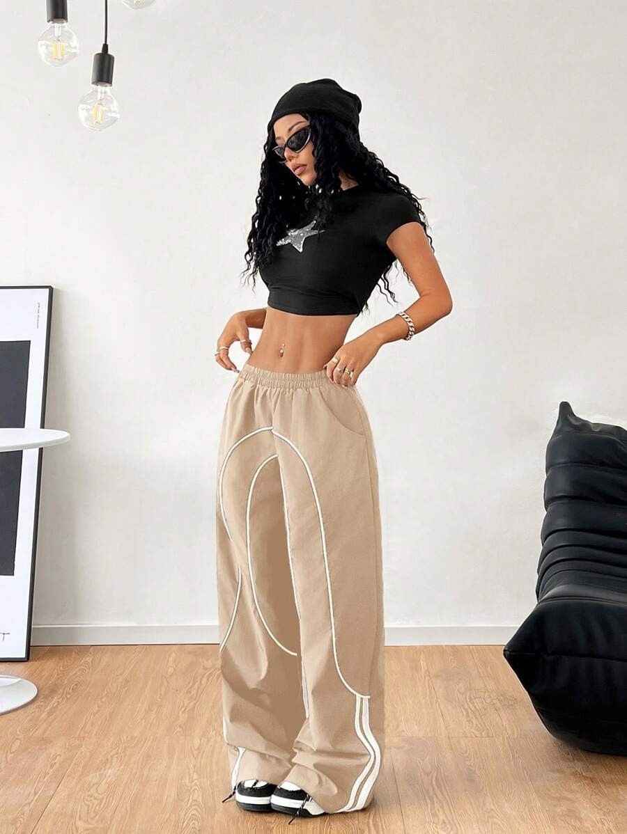 Pantaloni Donna Streetwear | Larghi Casual in Nero o Khaki TIAMUSE Pants
