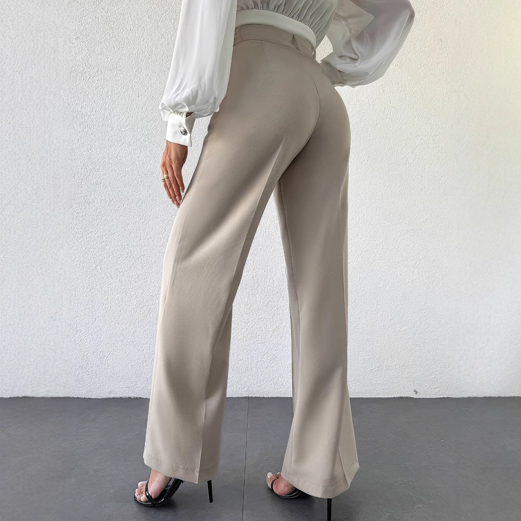 Pantaloni Donna Wide Leg in Albicocca | Vita Alta Larghi e Dritti TIAMUSE Pants