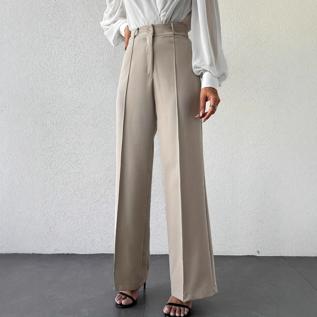 Pantaloni Donna Wide Leg in Albicocca | Vita Alta Larghi e Dritti TIAMUSE Pants