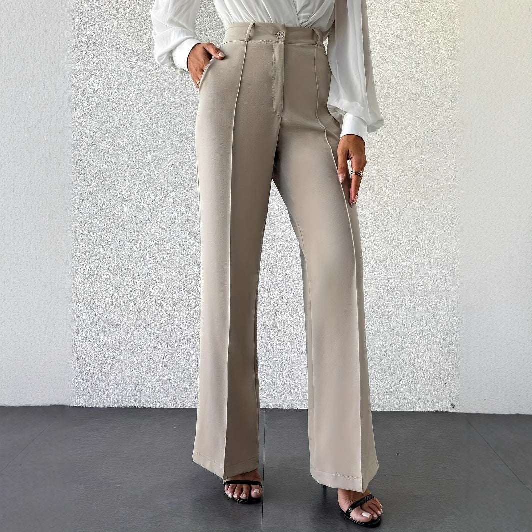 Pantaloni Donna Wide Leg in Albicocca | Vita Alta Larghi e Dritti TIAMUSE Pants