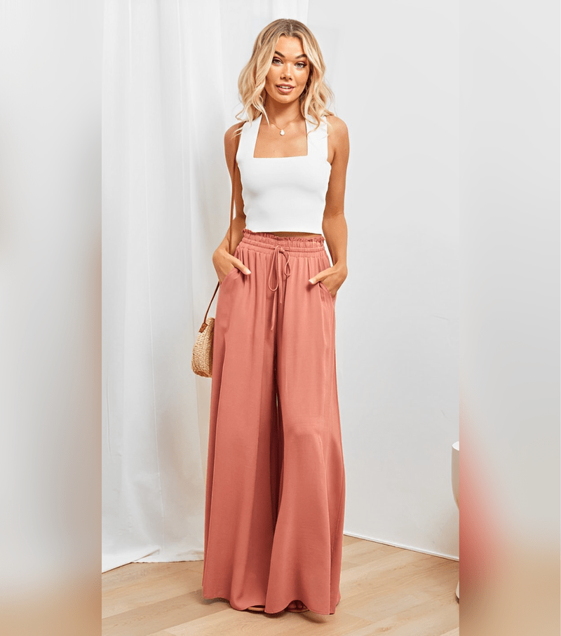 Pantaloni Donna a Gamba Larga Vita Alta Antonia | Morbidi ed Eleganti per Tutti i Giorni TIAMUSE Women Pants Seasonal