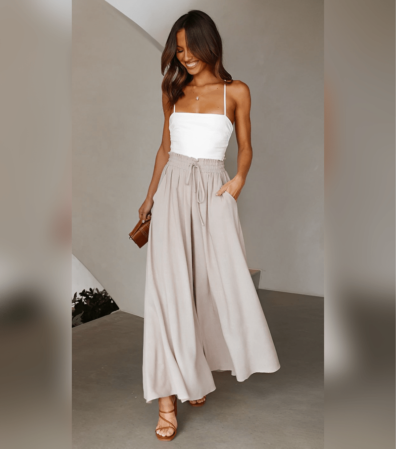Pantaloni Donna a Gamba Larga Vita Alta Antonia | Morbidi ed Eleganti per Tutti i Giorni TIAMUSE Women Pants Seasonal