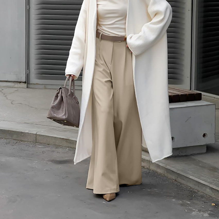 Pantaloni Donna da Tailleur Wide-Leg | Vita Alta in Beige o Grigio TIAMUSE Pants