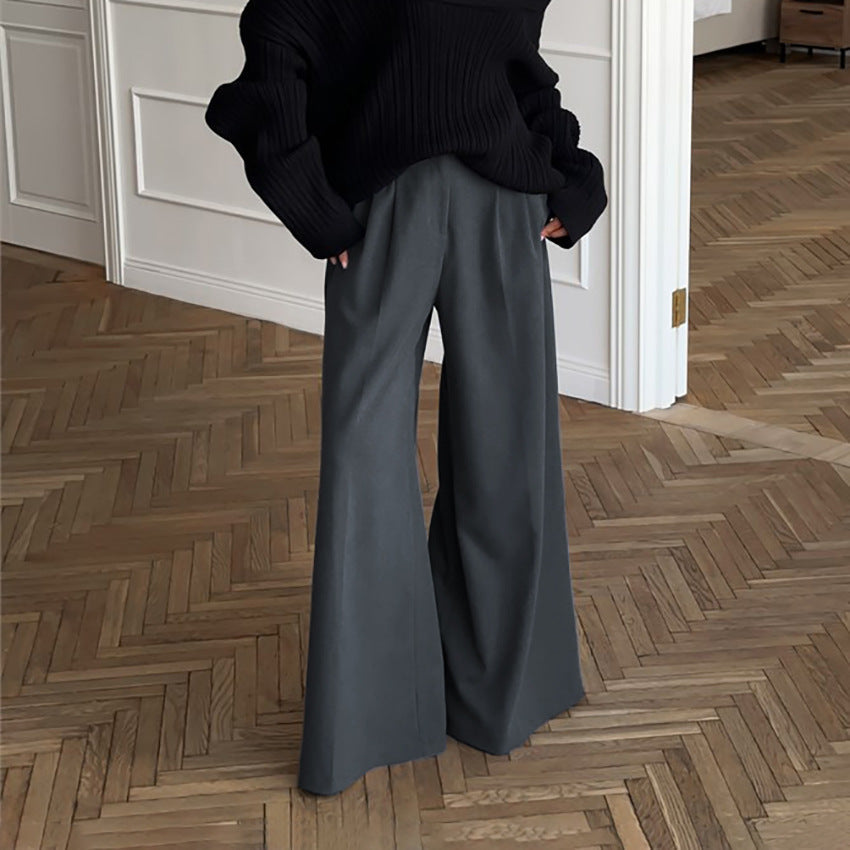 Pantaloni Donna da Tailleur Wide-Leg | Vita Alta in Beige o Grigio TIAMUSE Pants