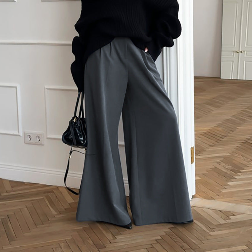 Pantaloni Donna da Tailleur Wide-Leg | Vita Alta in Beige o Grigio TIAMUSE Pants