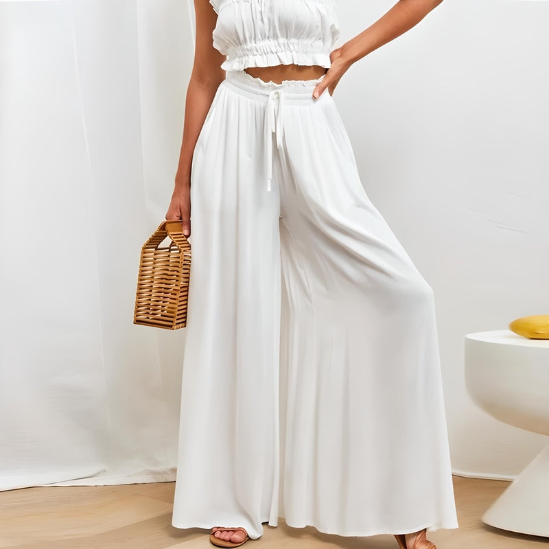 Pantaloni Eleganti a Gamba Larga Amila | Pantaloni Flowy a Vita Alta per Donne TIAMUSE Pants