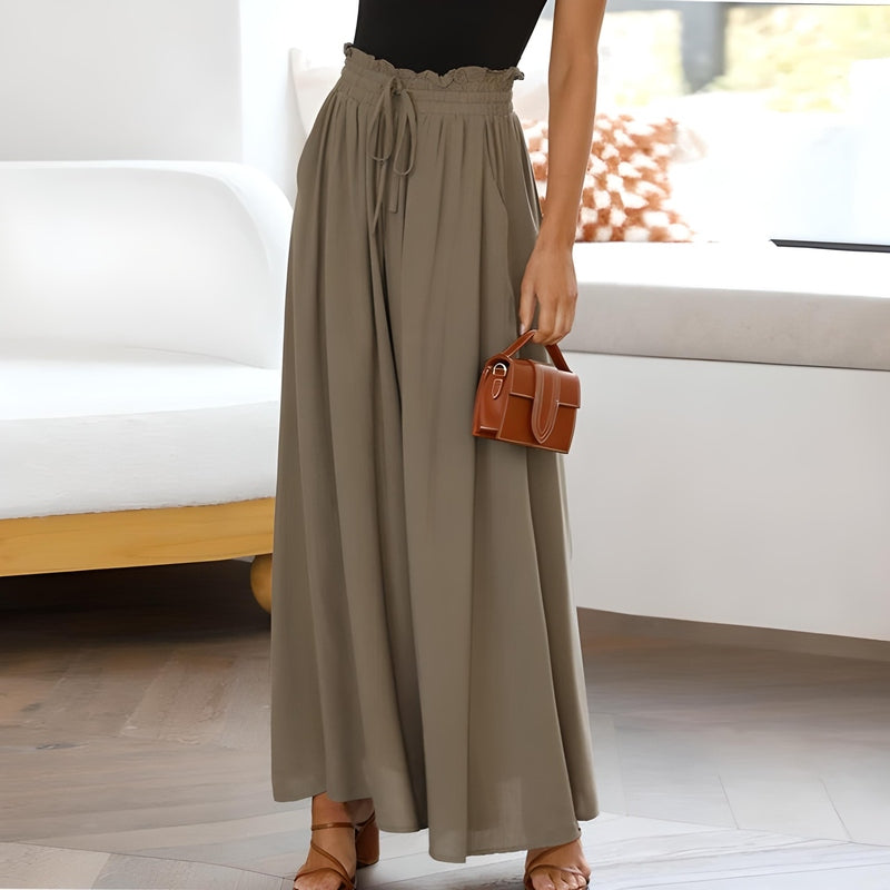 Pantaloni Eleganti a Gamba Larga Amila | Pantaloni Flowy a Vita Alta per Donne TIAMUSE Pants