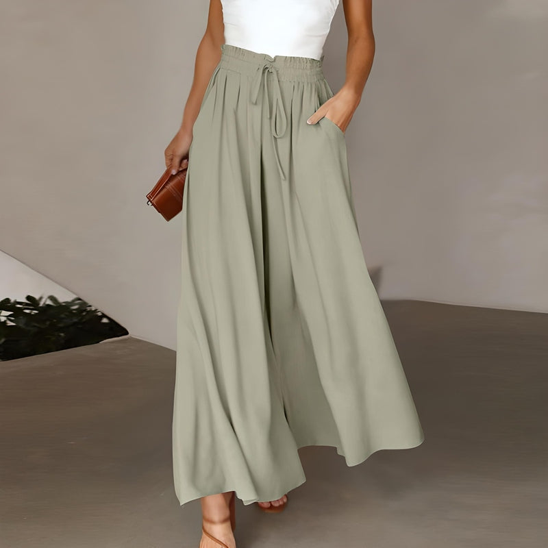 Pantaloni Eleganti a Gamba Larga Amila | Pantaloni Flowy a Vita Alta per Donne TIAMUSE Pants