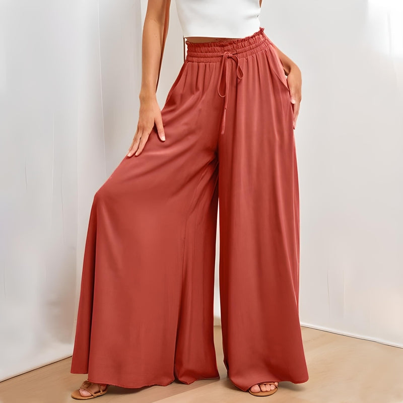 Pantaloni Eleganti a Gamba Larga Amila | Pantaloni Flowy a Vita Alta per Donne TIAMUSE Pants