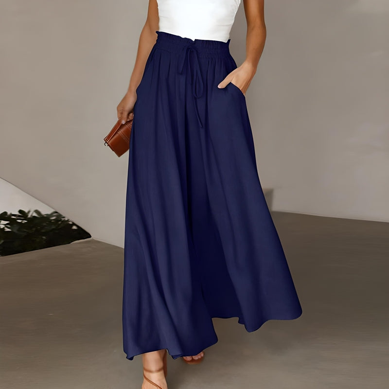Pantaloni Eleganti a Gamba Larga Amila | Pantaloni Flowy a Vita Alta per Donne TIAMUSE Pants