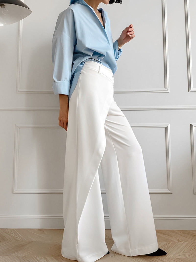 Pantaloni a Gamba Larga Nicolet | Pantaloni Asimmetrici a Vita Alta per Ufficio & Look Eleganti TIAMUSE Pantaloni