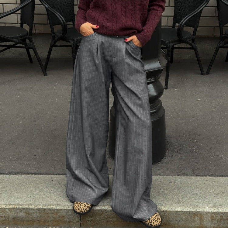 Pantaloni da Tailleur Donna a Gamba Larga | Gessati per Ufficio e Quotidiano TIAMUSE Pants