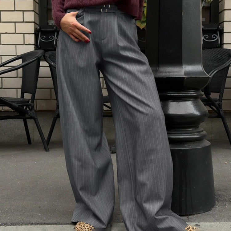 Pantaloni da Tailleur Donna a Gamba Larga | Gessati per Ufficio e Quotidiano TIAMUSE Pants