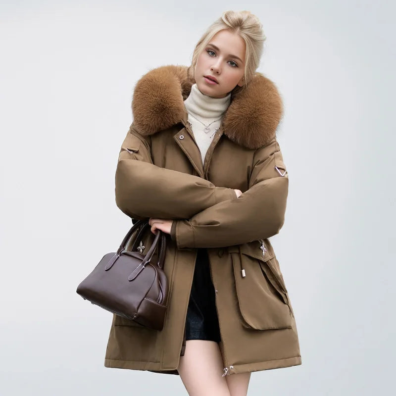 Parka Donna Caldo con Dettagli in Pelliccia | Giacca Elegante per l’autunno e l’inverno TIAMUSE Outwear