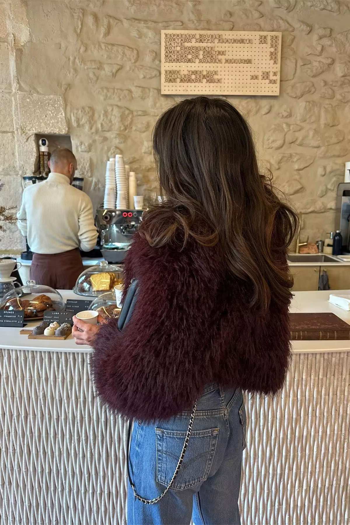 Pelliccia Ecologica Corta da Donna | Cappotto Bordeaux TIAMUSE Outwear