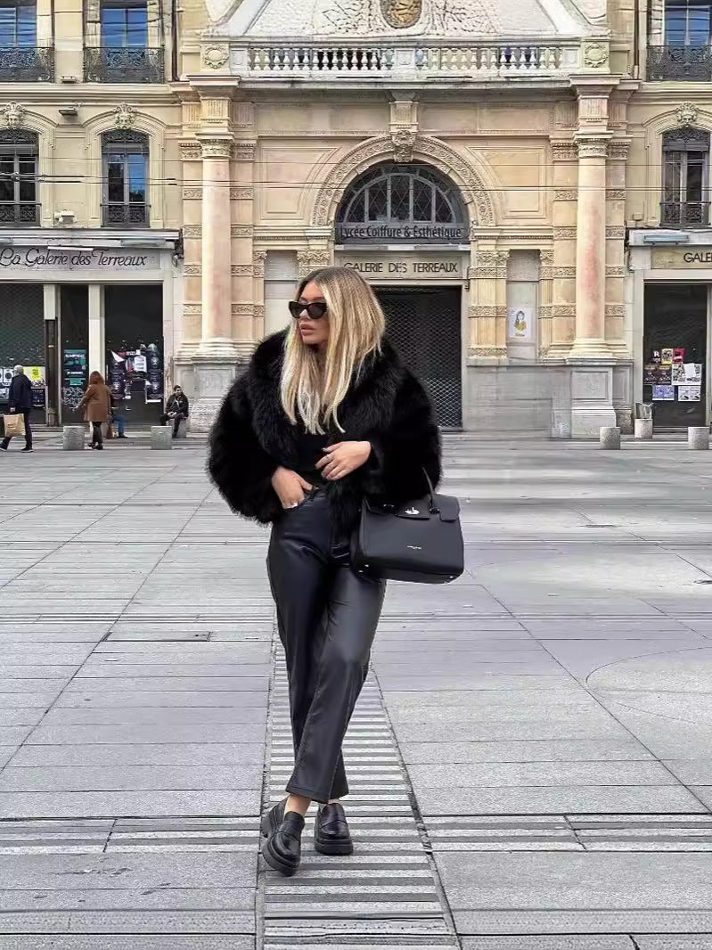 Pelliccia Ecologica Nera da Donna | Cappotto Invernale Morbido e Caldo TIAMUSE Outwear