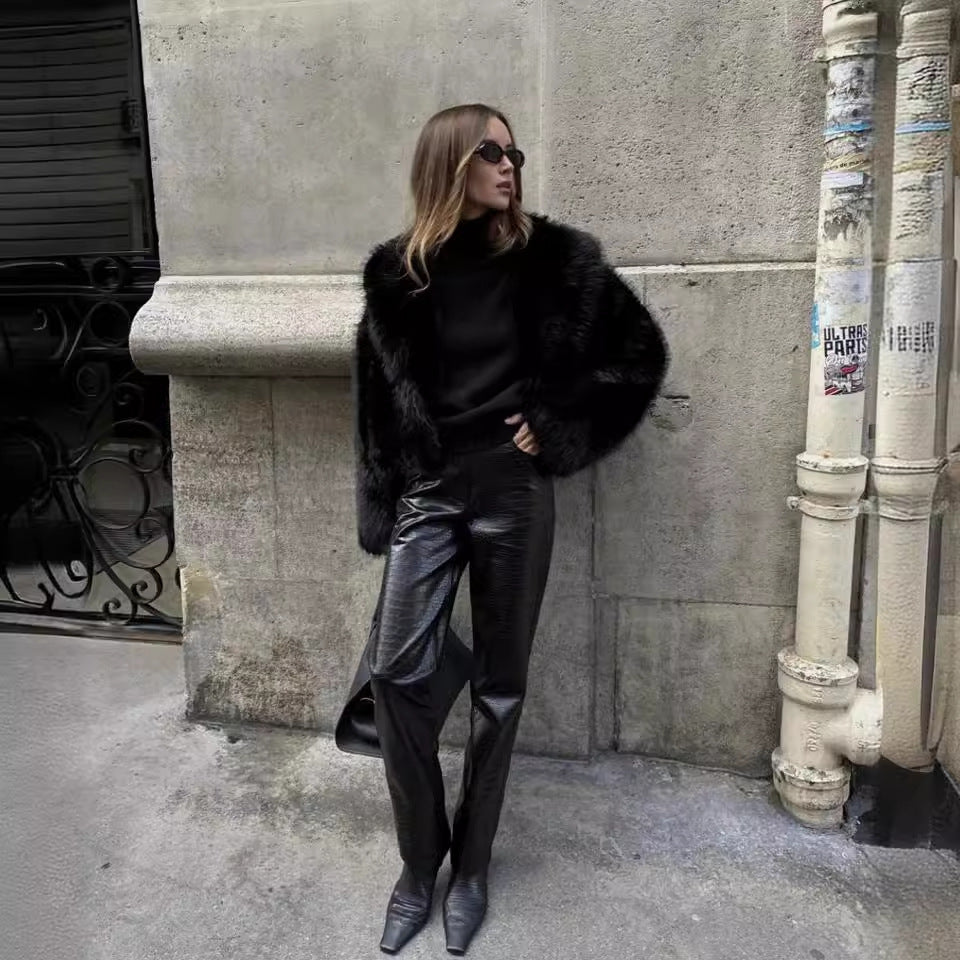 Pelliccia Ecologica Nera da Donna | Cappotto Invernale Morbido e Caldo TIAMUSE Outwear