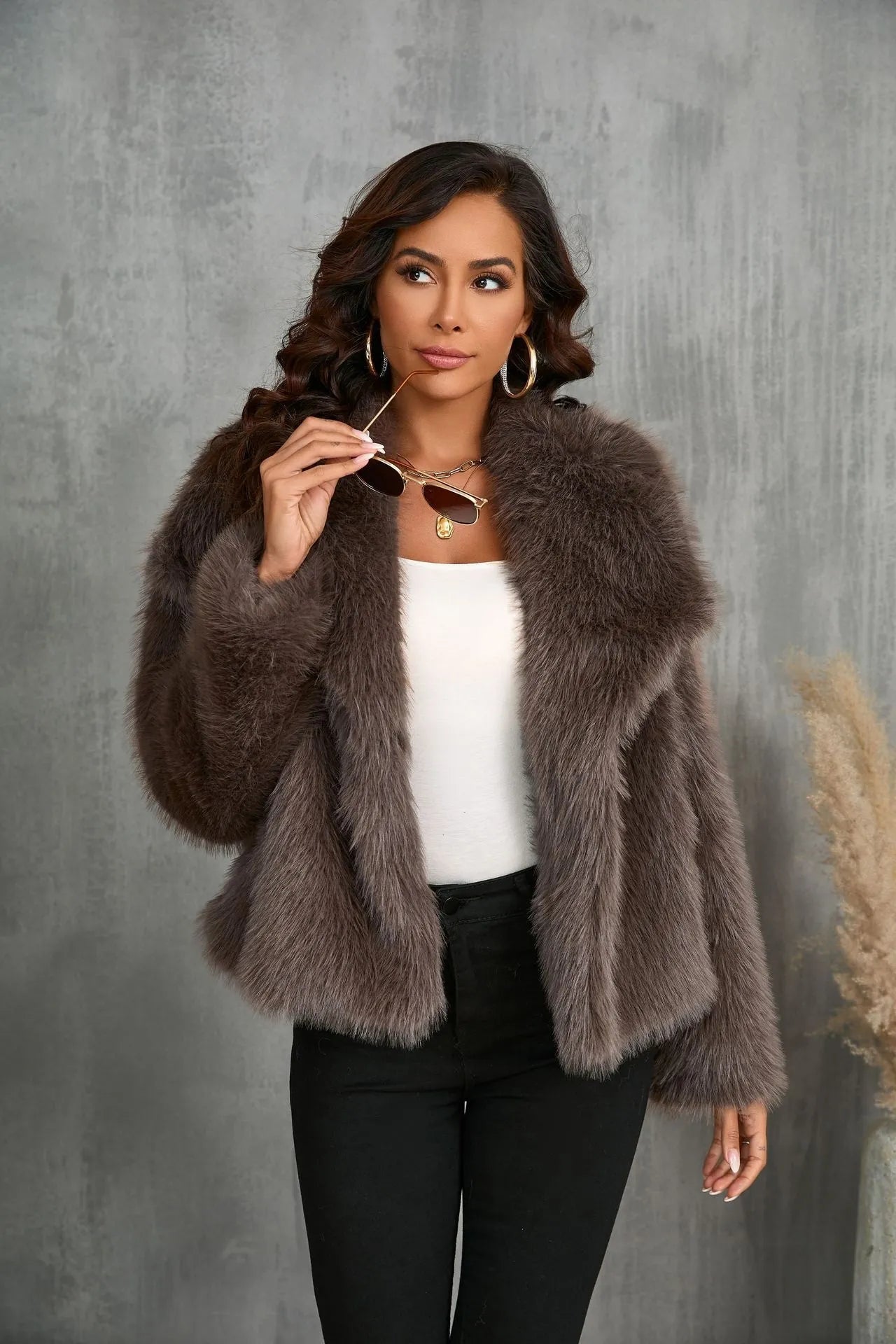 Pelliccia Sintetica da Donna Colore Marrone | Elegante e Calda per l’Inverno TIAMUSE Outwear