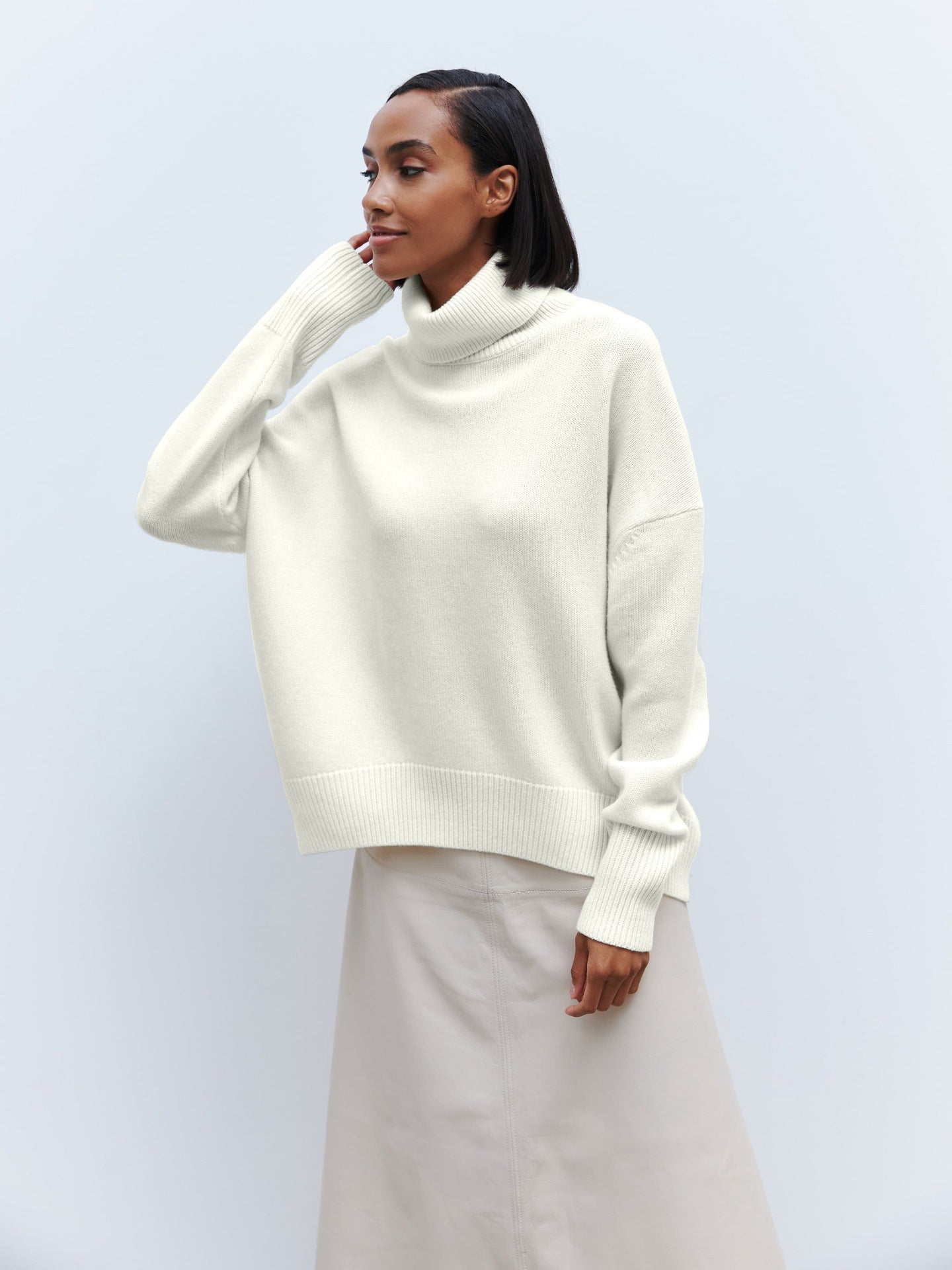 Pullover Donna Oversize Collo Alto | Maglione Casual per Giorni Freddi TIAMUSE