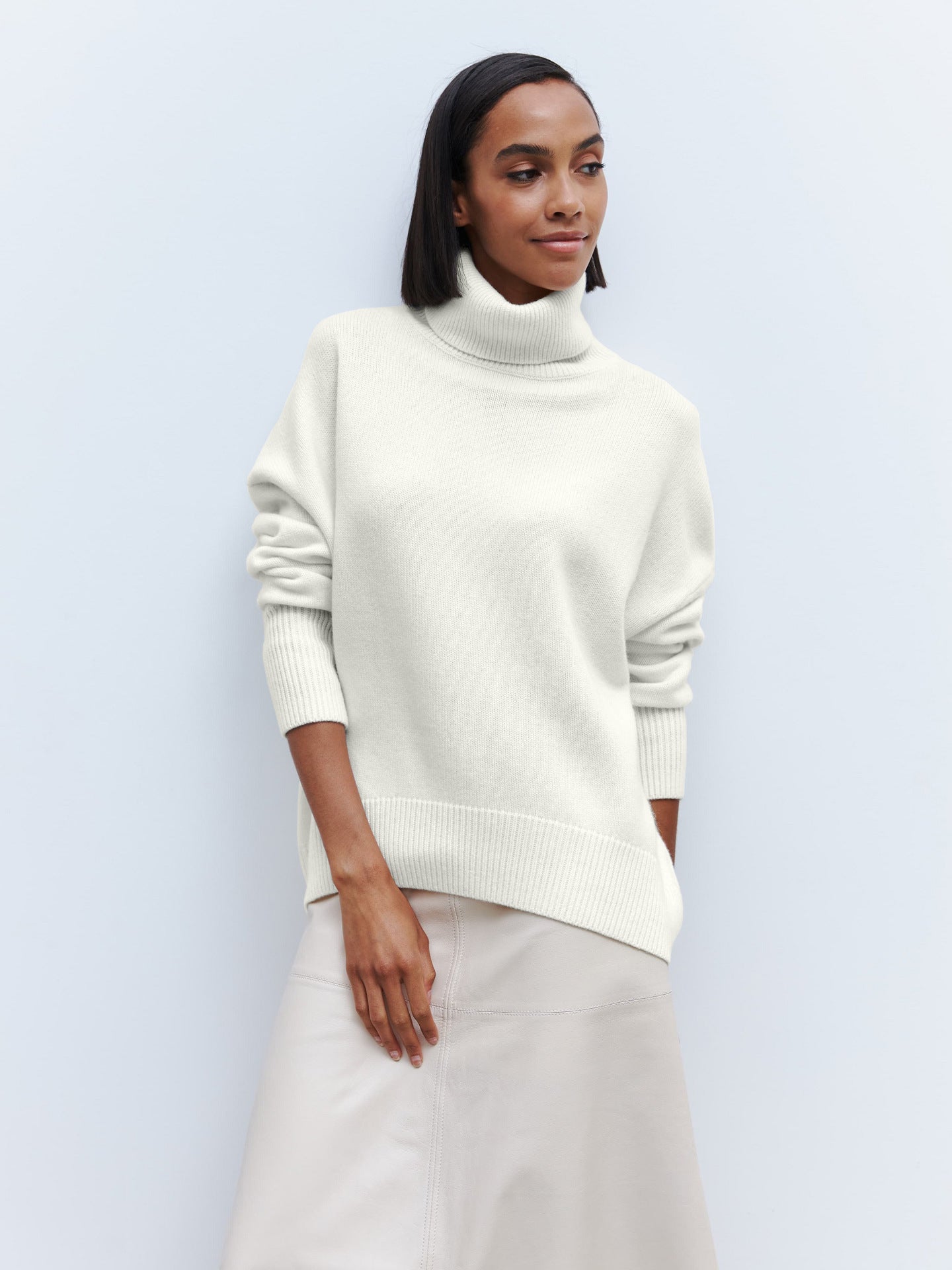 Pullover Donna Oversize Collo Alto | Maglione Casual per Giorni Freddi TIAMUSE