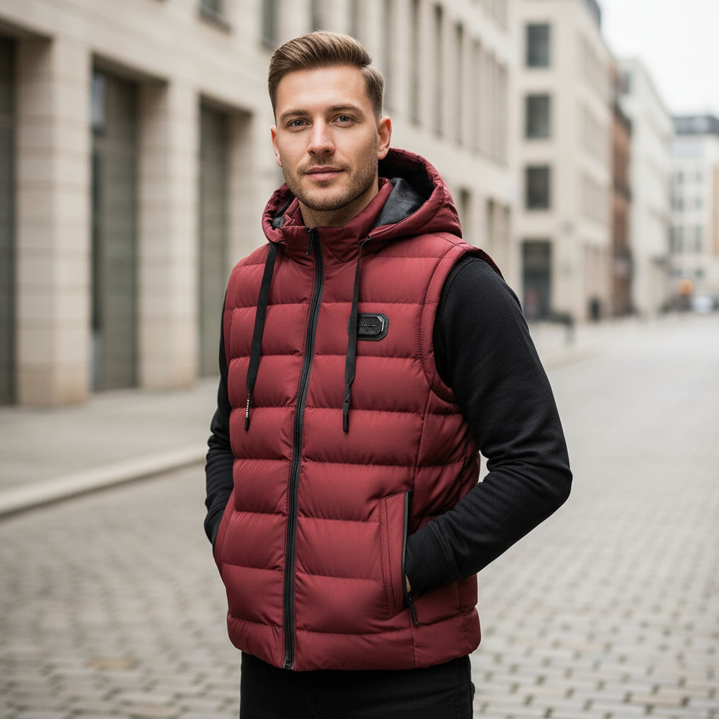 Gilet da uomo | Vestibilità lunga, con cappuccio, moderno