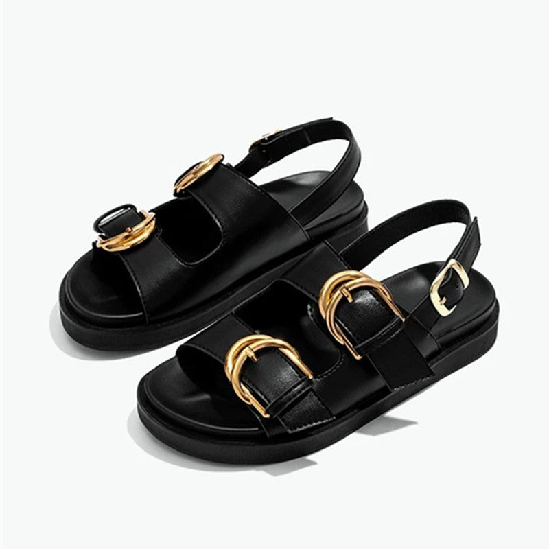 Sandali Donna con Fibbia Senza Cinturino in Nero | Scarpe Estive Basse – Zenela TIAMUSE Sandali Donna