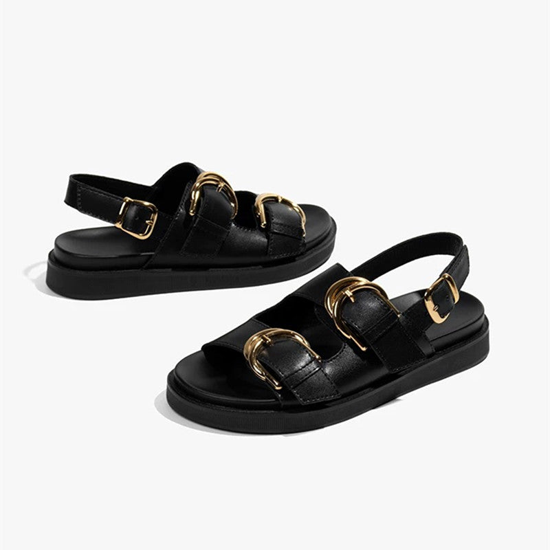 Sandali Donna con Fibbia Senza Cinturino in Nero | Scarpe Estive Basse – Zenela TIAMUSE Sandali Donna