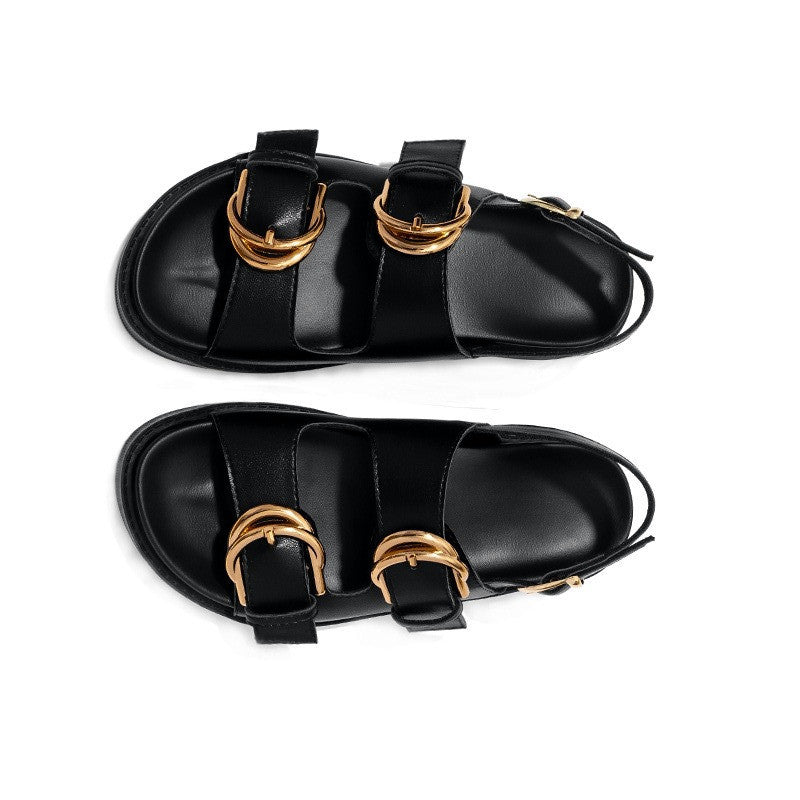 Sandali Donna con Fibbia Senza Cinturino in Nero | Scarpe Estive Basse – Zenela TIAMUSE Sandali Donna