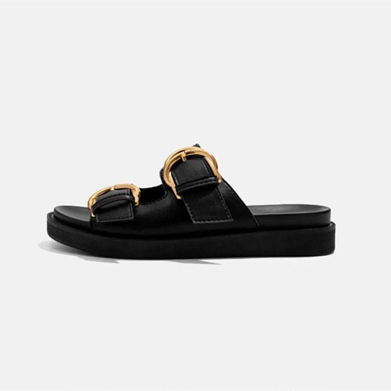 Sandali Donna con Fibbia Senza Cinturino in Nero | Scarpe Estive Basse – Zenela TIAMUSE Sandali Donna