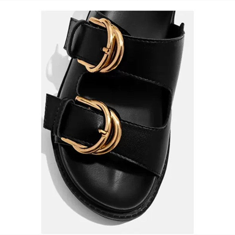 Sandali Donna con Fibbia Senza Cinturino in Nero | Scarpe Estive Basse – Zenela TIAMUSE Sandali Donna