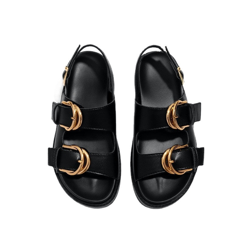 Sandali Donna con Fibbia Senza Cinturino in Nero | Scarpe Estive Basse – Zenela TIAMUSE Sandali Donna