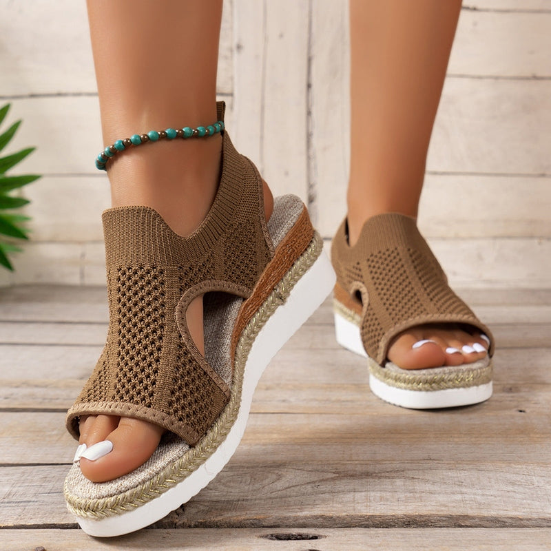Sandali con Tacco Wedge e Punta Aperta | Design Intrecciato Estivo TIAMUSE Sandali
