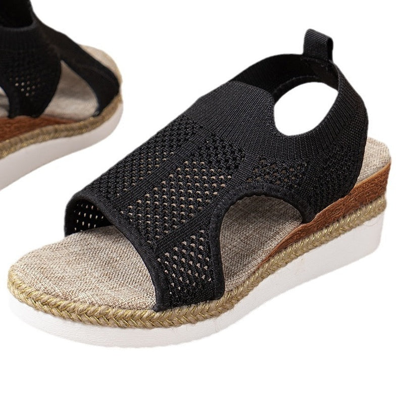 Sandali con Tacco Wedge e Punta Aperta | Design Intrecciato Estivo TIAMUSE Sandali
