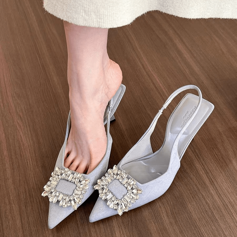 Scarpe Lora con Tacco Alto e Strass Donna | Décolleté a Punta con Tocco Glamour TIAMUSE Women Shoes Evergeen
