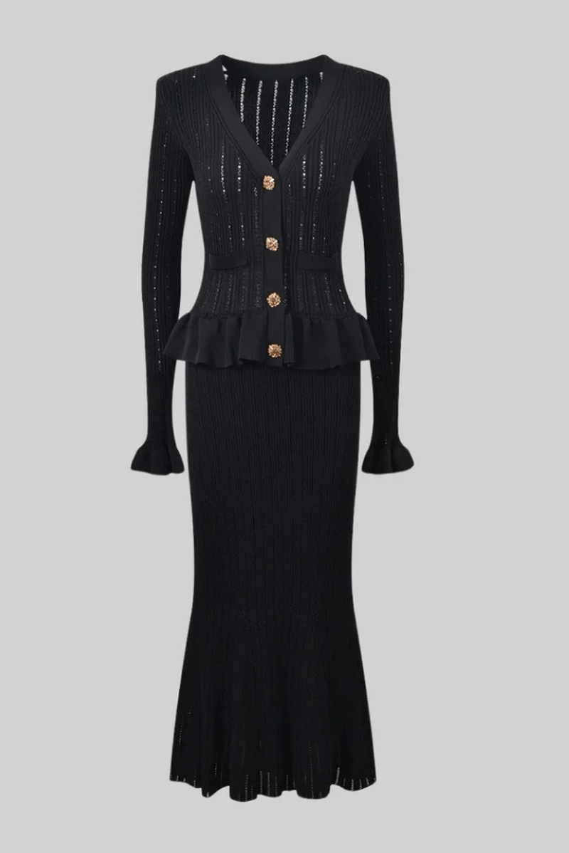 Set Maglia Donna Gisella | Completo Due Pezzi alla Moda con Scollo a V TIAMUSE Set Due Pezzi