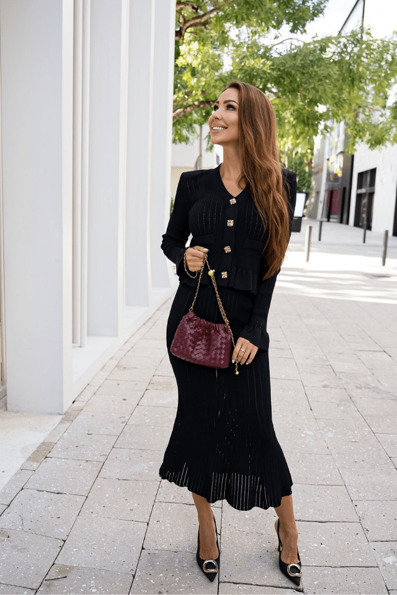 Set Maglia Donna Gisella | Completo Due Pezzi alla Moda con Scollo a V TIAMUSE Set Due Pezzi