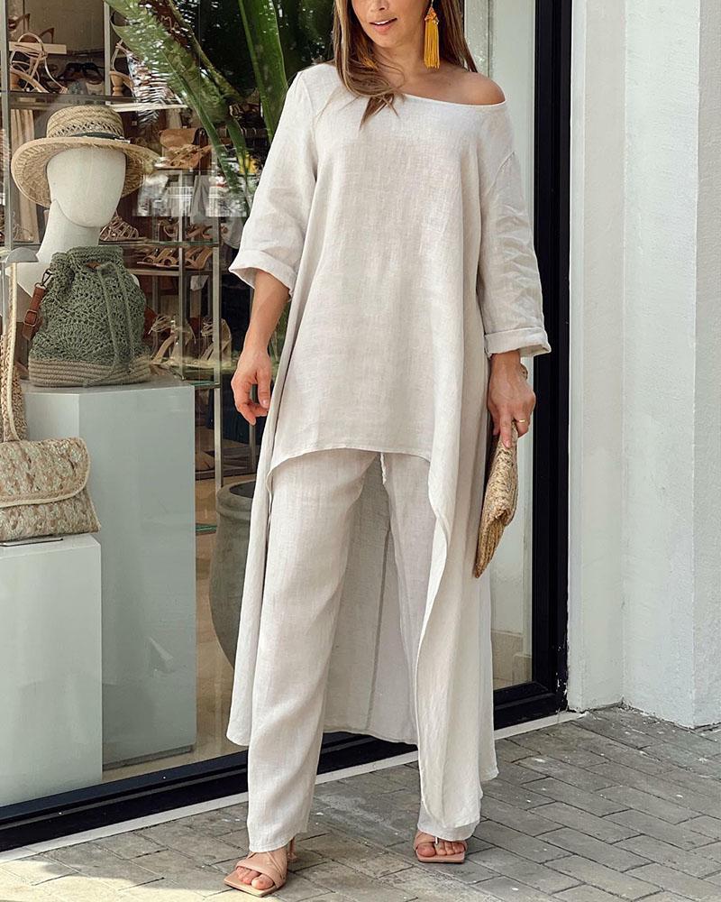 Set in Lino Lauretta | Completo Elegante e Traspirante con Pantaloni Lunghi TIAMUSE Long set