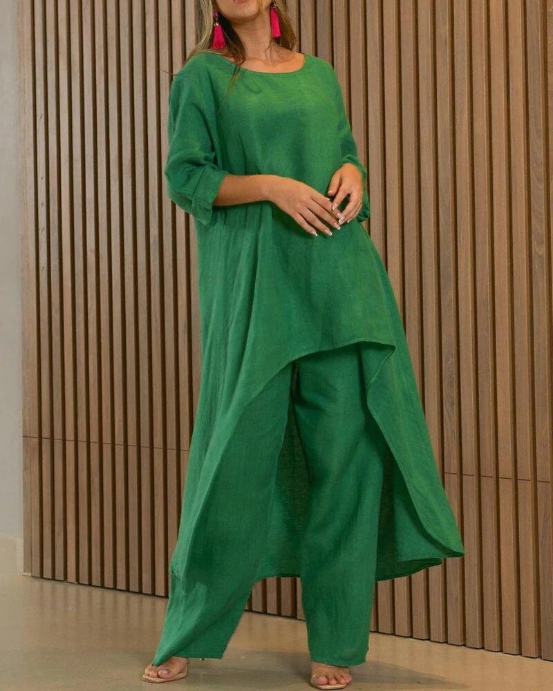 Set in Lino Lauretta | Completo Elegante e Traspirante con Pantaloni Lunghi TIAMUSE Long set