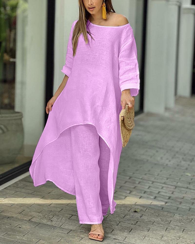 Set in Lino Lauretta | Completo Elegante e Traspirante con Pantaloni Lunghi TIAMUSE Long set