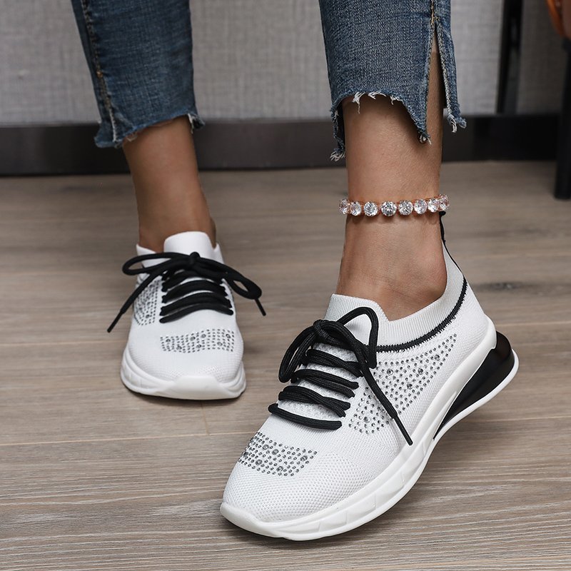 Sneakers Bianche Estive Traspiranti da Passeggio con Strass per Donna TIAMUSE Dresses