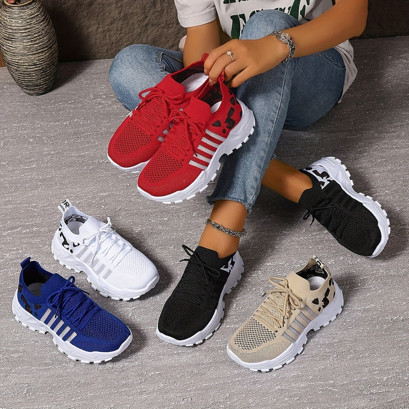 Sneakers Donna in Mesh Traspirante con Suola in Gomma e Stampa Leopardata TIAMUSE Sneakers Donna