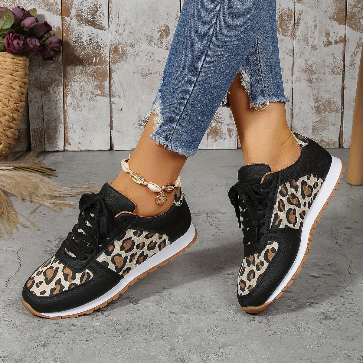 Sneakers da Donna in Stampa Leopardata, Piatte e Antiscivolo | Diala TIAMUSE Sneakers