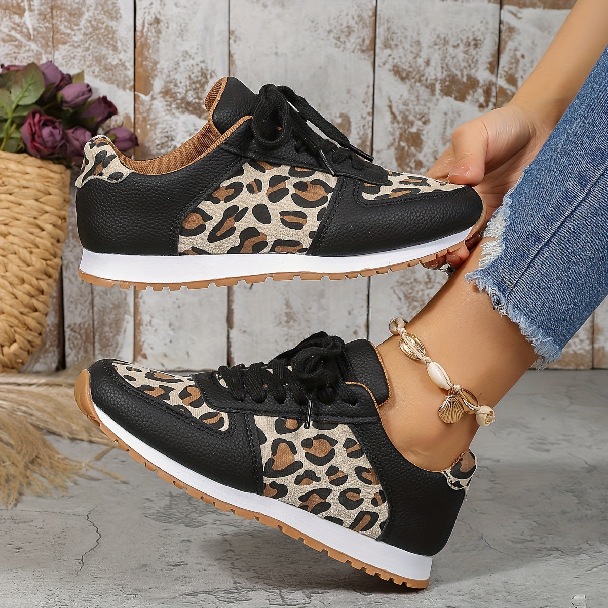 Sneakers da Donna in Stampa Leopardata, Piatte e Antiscivolo | Diala TIAMUSE Sneakers