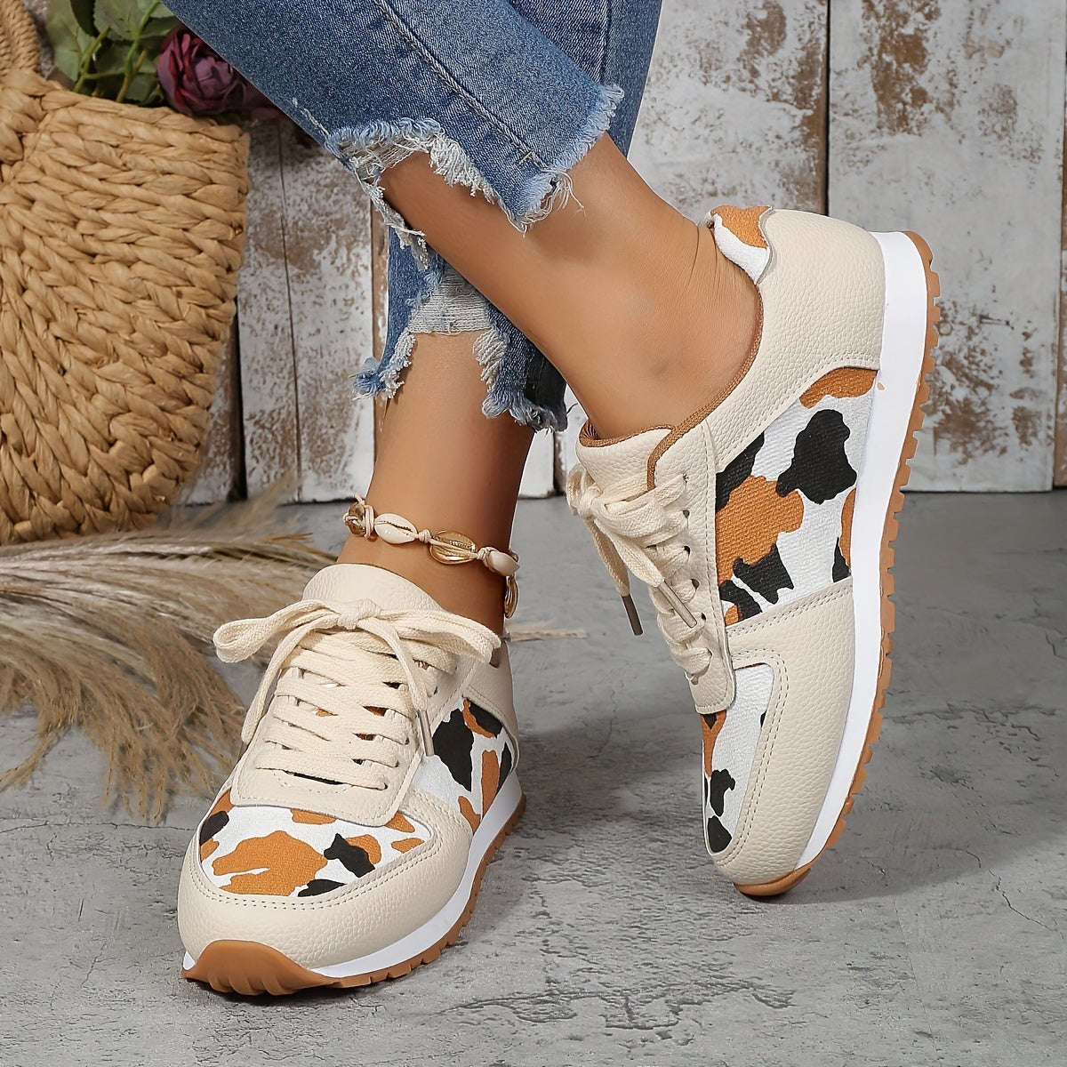 Sneakers da Donna in Stampa Leopardata, Piatte e Antiscivolo | Diala TIAMUSE Sneakers