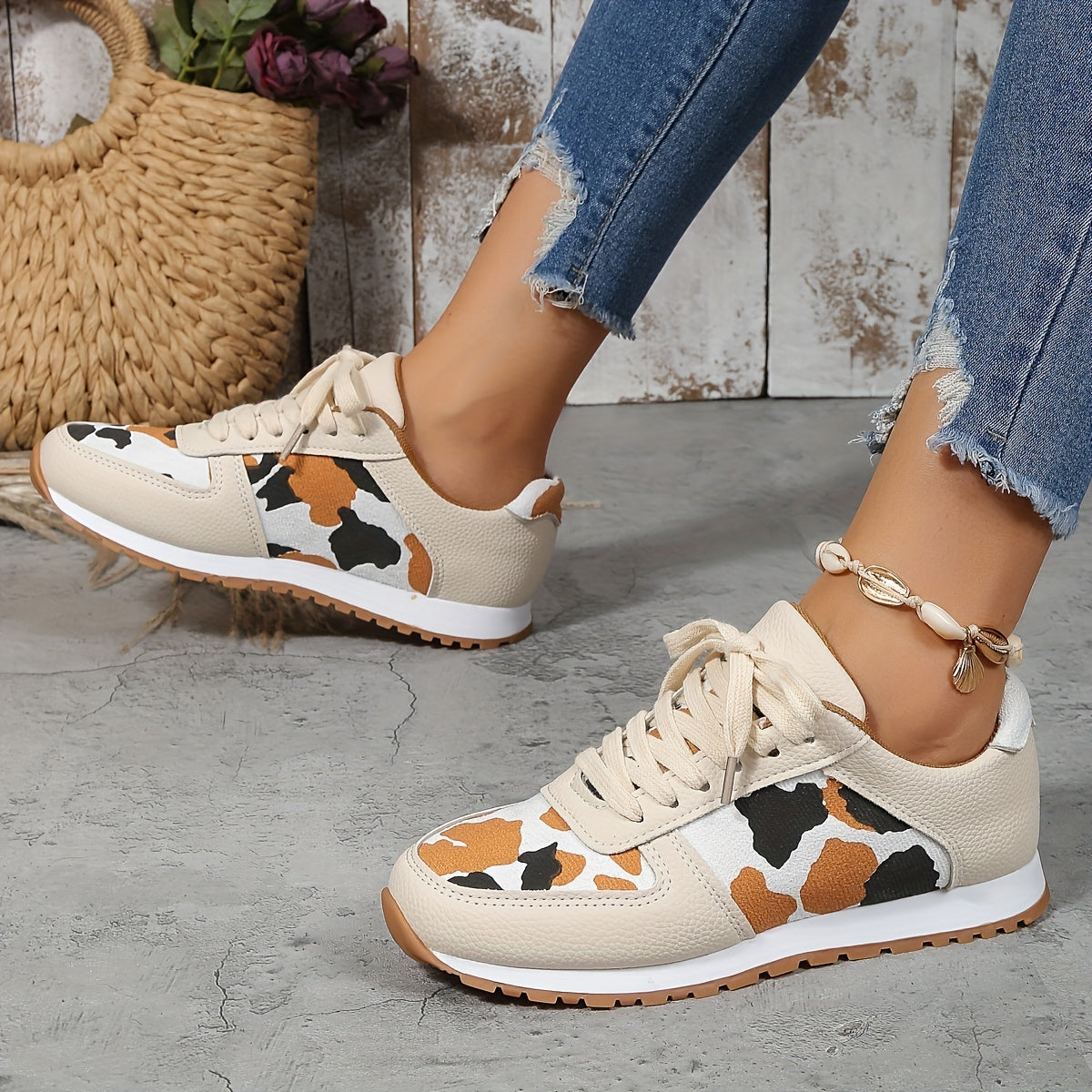 Sneakers da Donna in Stampa Leopardata, Piatte e Antiscivolo | Diala TIAMUSE Sneakers