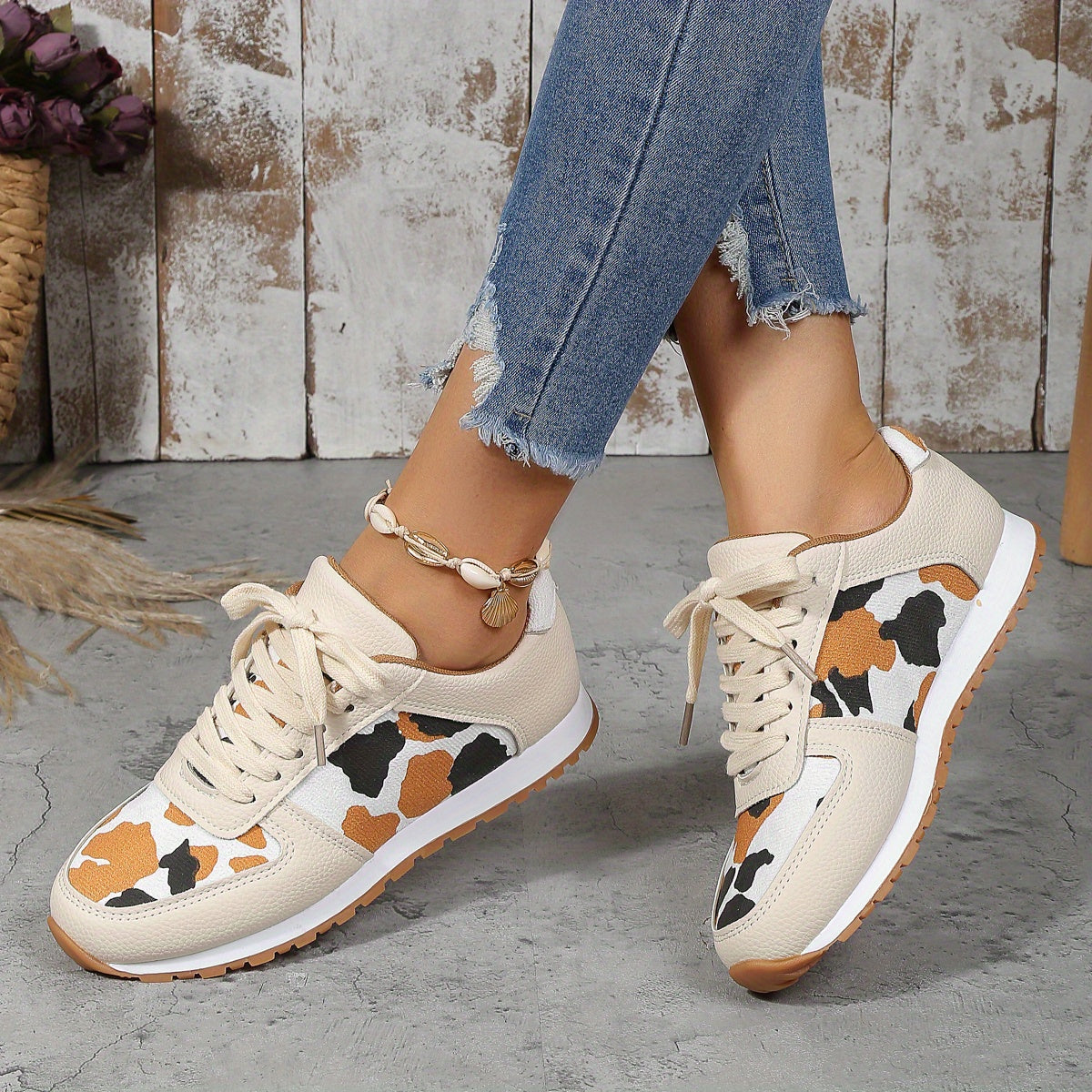 Sneakers da Donna in Stampa Leopardata, Piatte e Antiscivolo | Diala TIAMUSE Sneakers