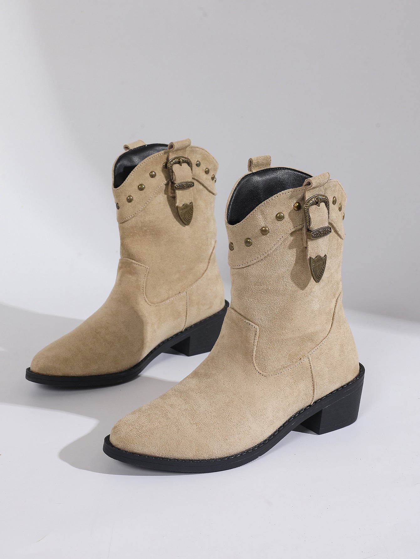 Stivaletti Donna Stile Cowboy Marroni e Beige | Stivali in Camoscio Donna TIAMUSE November