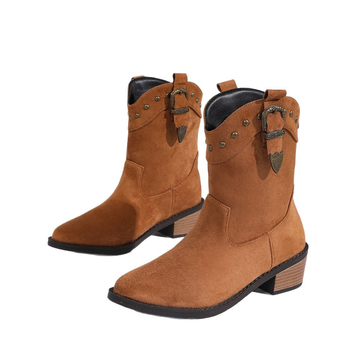 Stivaletti Donna Stile Cowboy Marroni e Beige | Stivali in Camoscio Donna TIAMUSE November