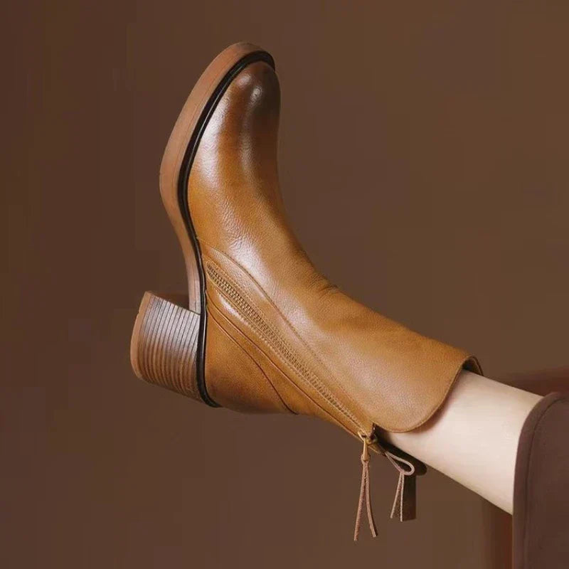 Stivali da Donna Autunnali con Tacco Medio In Nero o Marrone | Diona TIAMUSE Boots